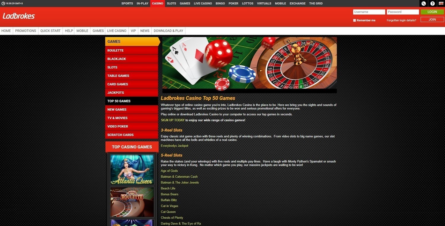 Игры в казино Ladbrokes